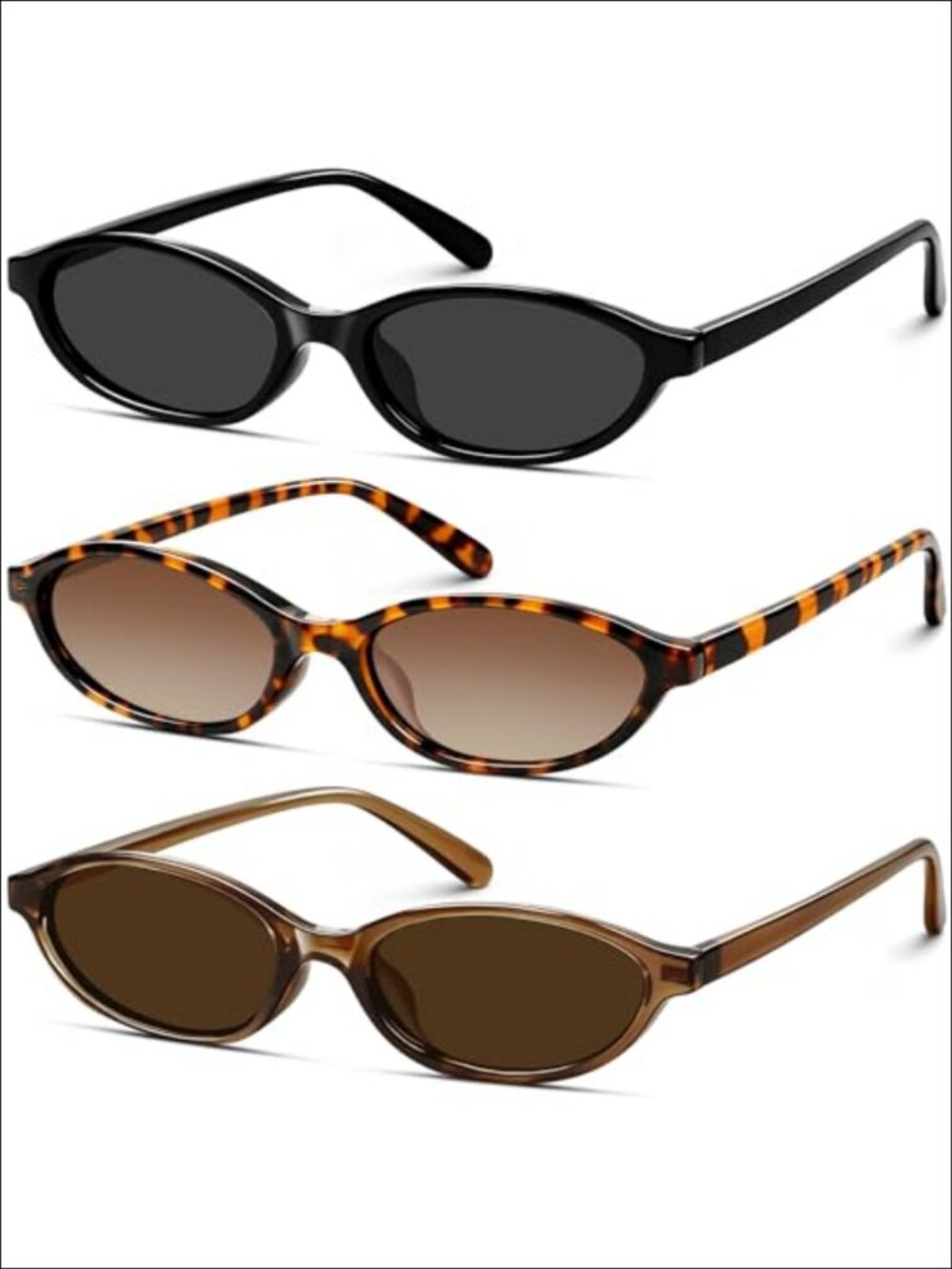 Retro Oval Cat Eye Sunglasses UV400 Narrow Frame Y2K Suns